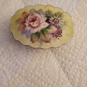 Lefton Handpainted Floral Porcelain Trinket Box